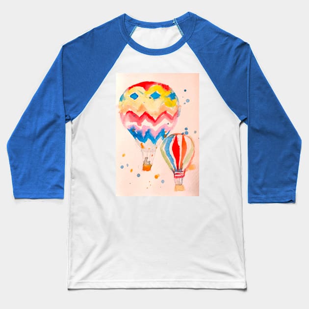 Hot Air Baloon Watercolour Painting Baseball T-Shirt by SarahRajkotwala